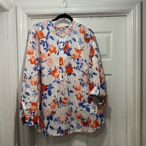 Talbots women’s long sleeve blouse, 3x, floral pattern